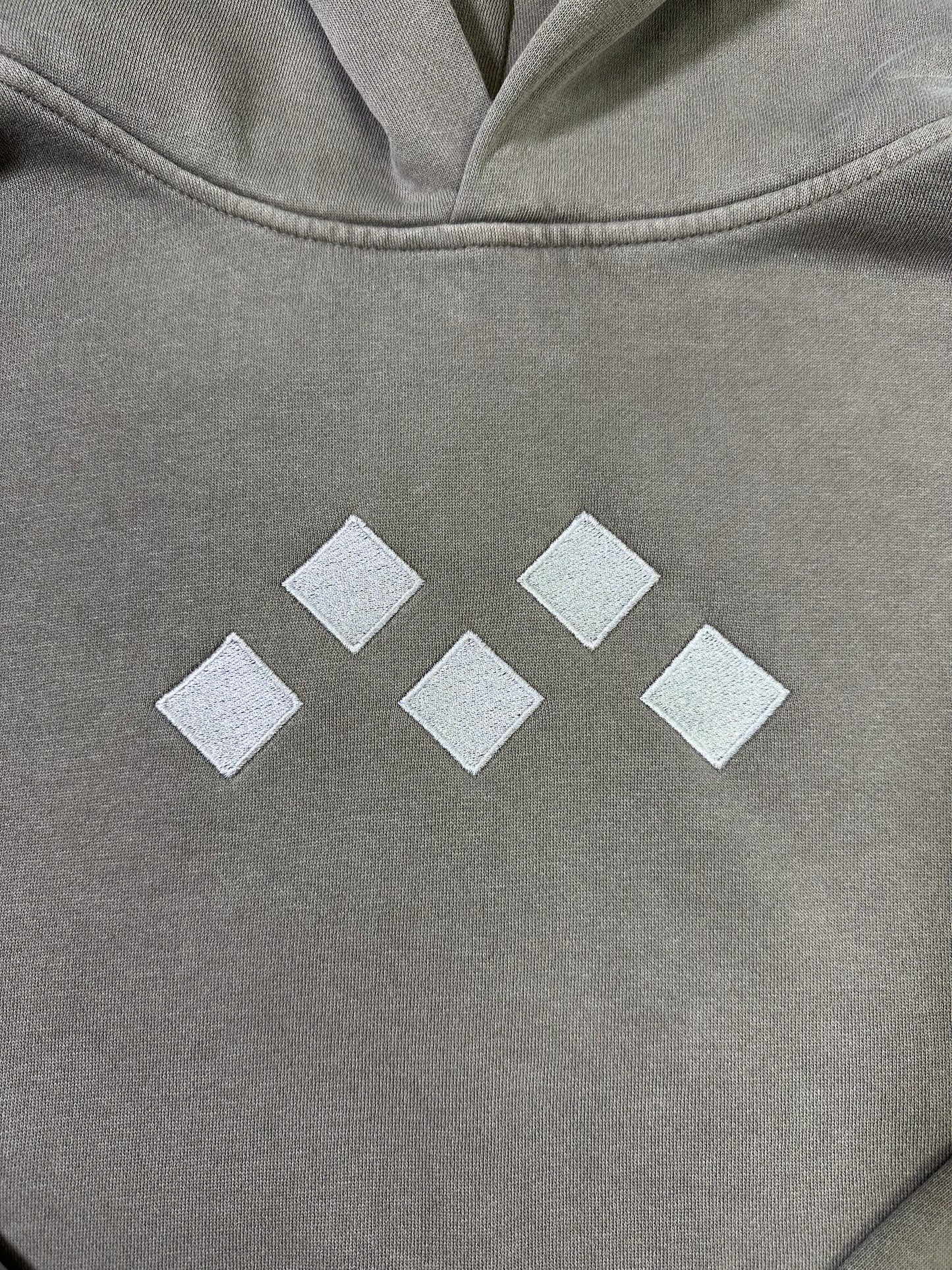 Women's Faded Bone Monochrome Embroidered Hoodie | Relaxed Fit, Mid-Weight Fleece by Vived-Mota Co.