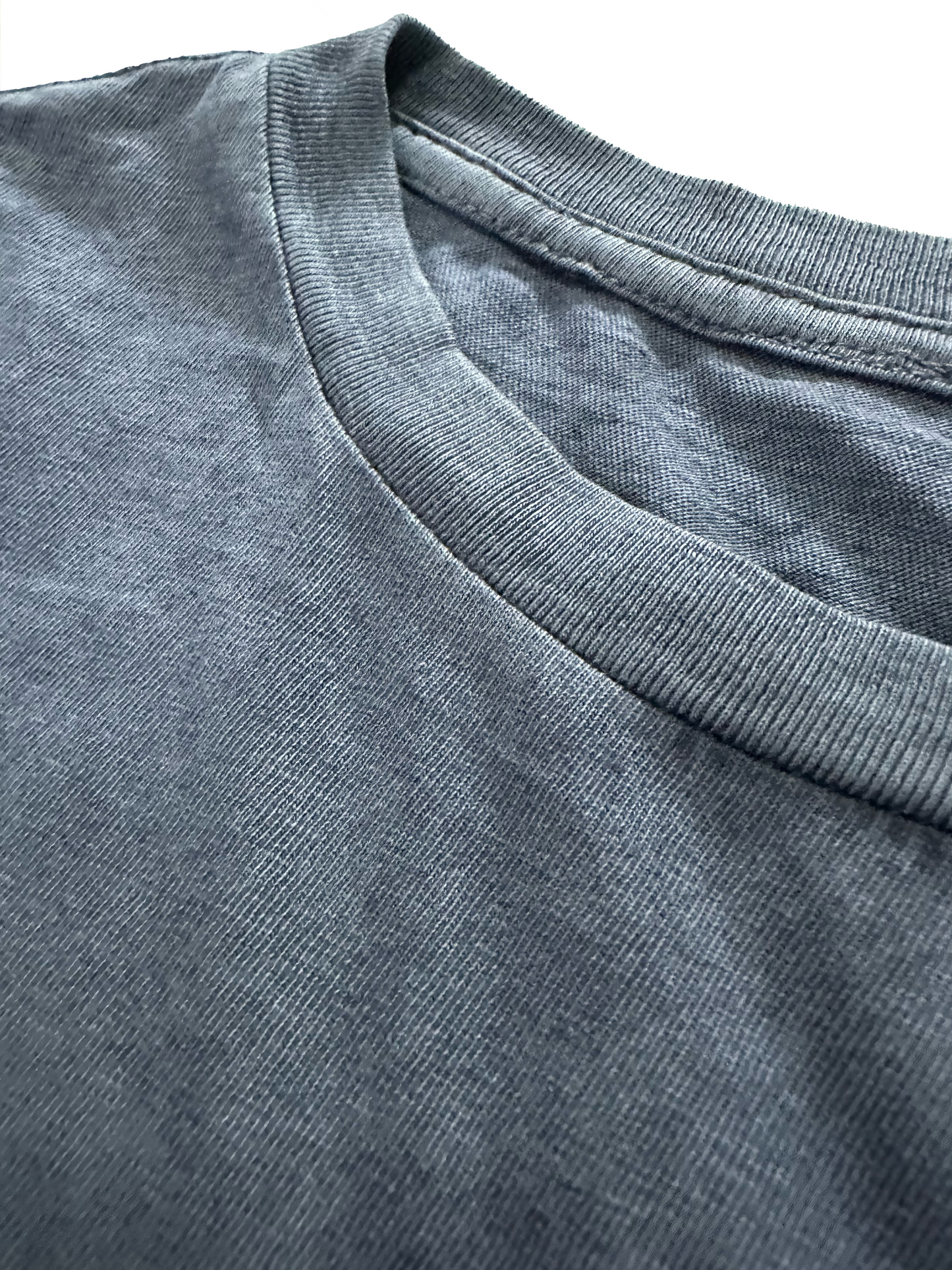 Embroidered Mineral Wash Vintage Crewneck T-Shirt “Denim Blue”