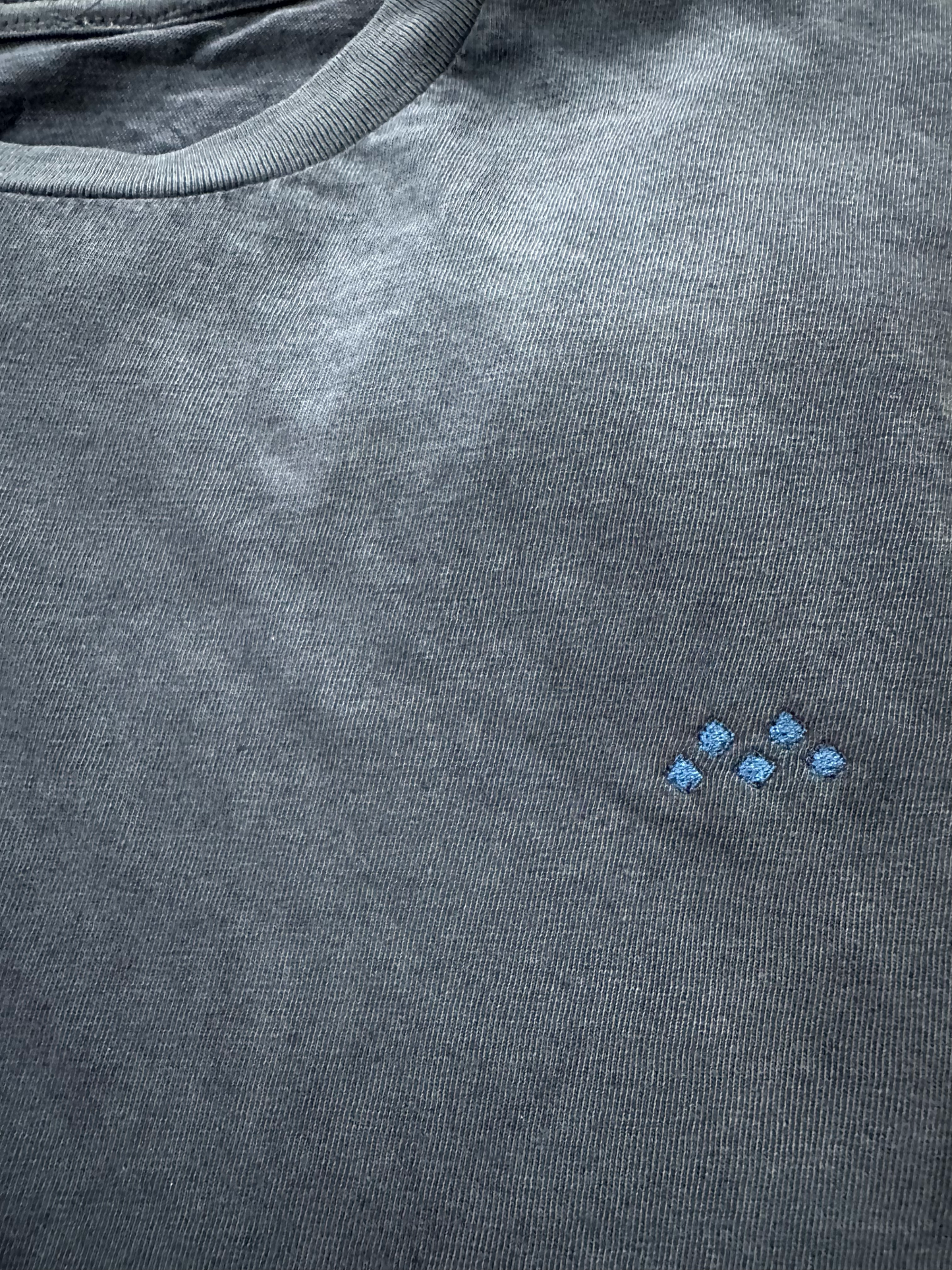 Embroidered Mineral Wash Vintage Crewneck T-Shirt “Denim Blue”