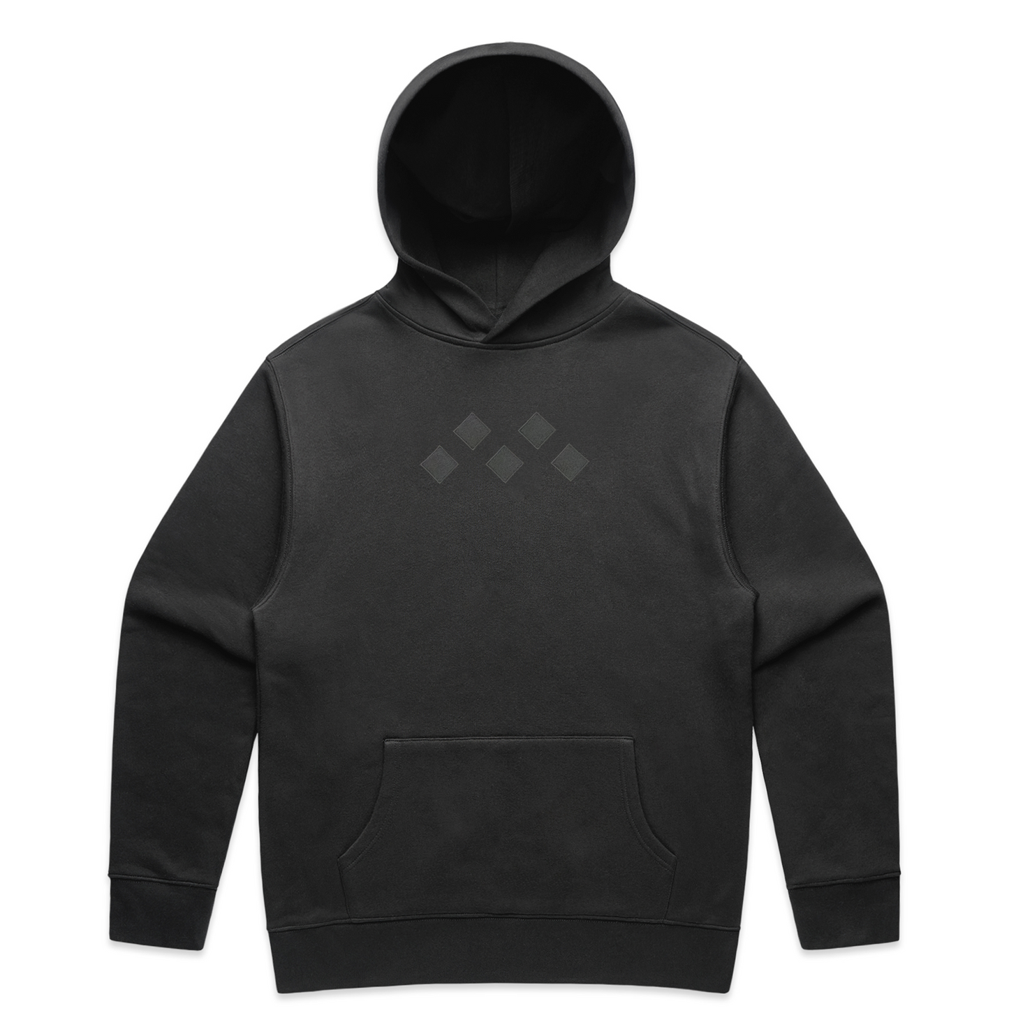 Faded Black Monochrome Embroidered Hoodie | Relaxed Fit, Mid-Weight Fleece by Vived-Mota Co.