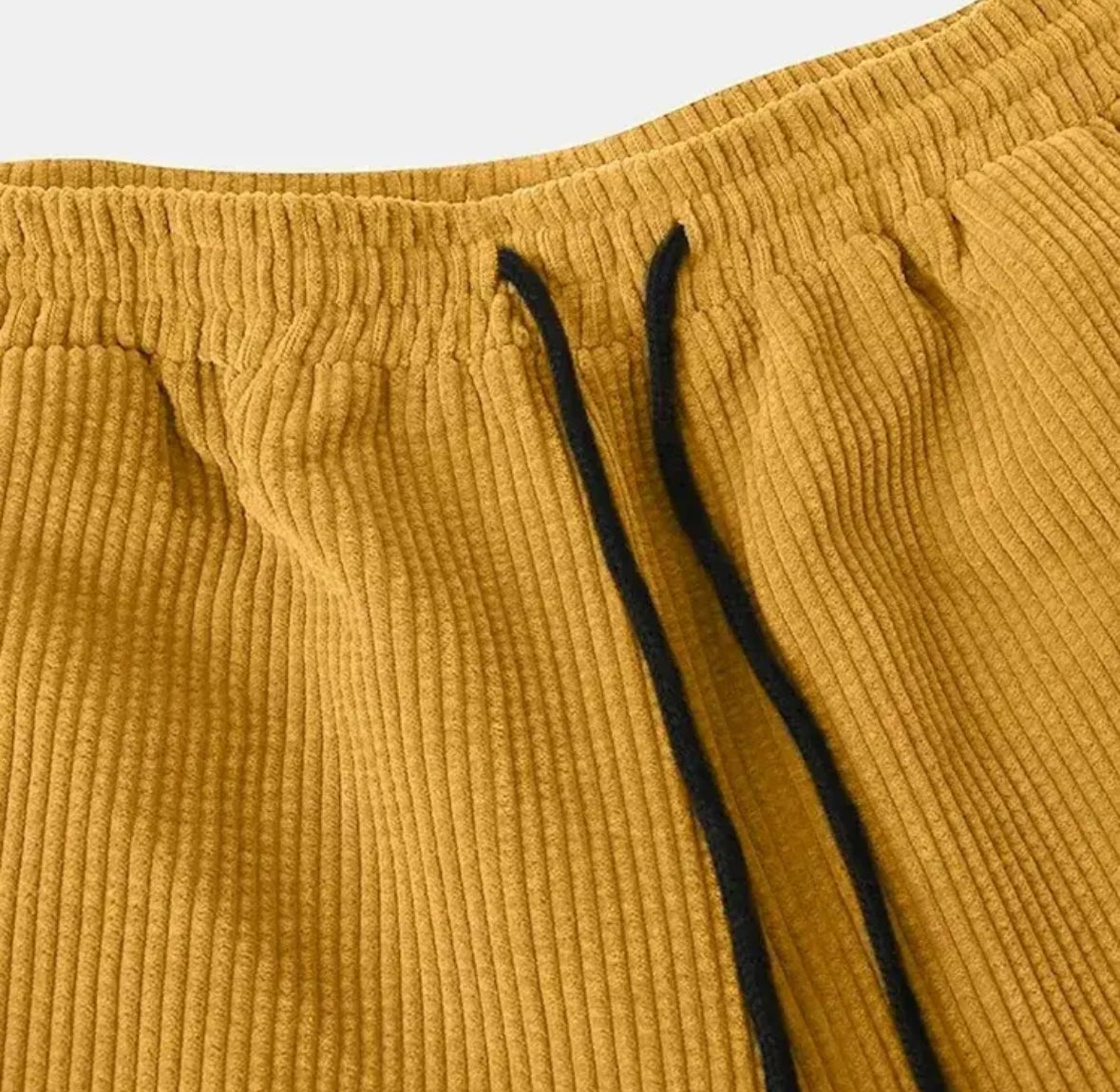 Corduroy Button Up Shirt & Shorts Set “Yellow”