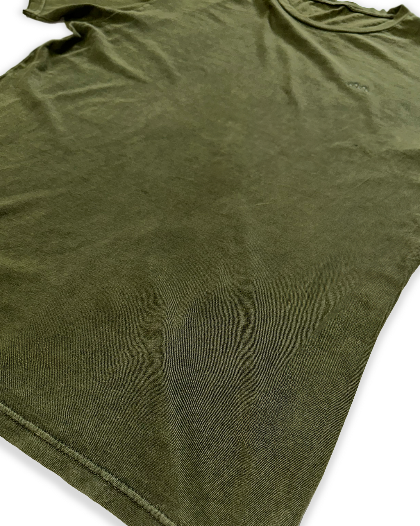 Embroidered Mineral Wash Vintage Crewneck T-Shirt “Olive Green”