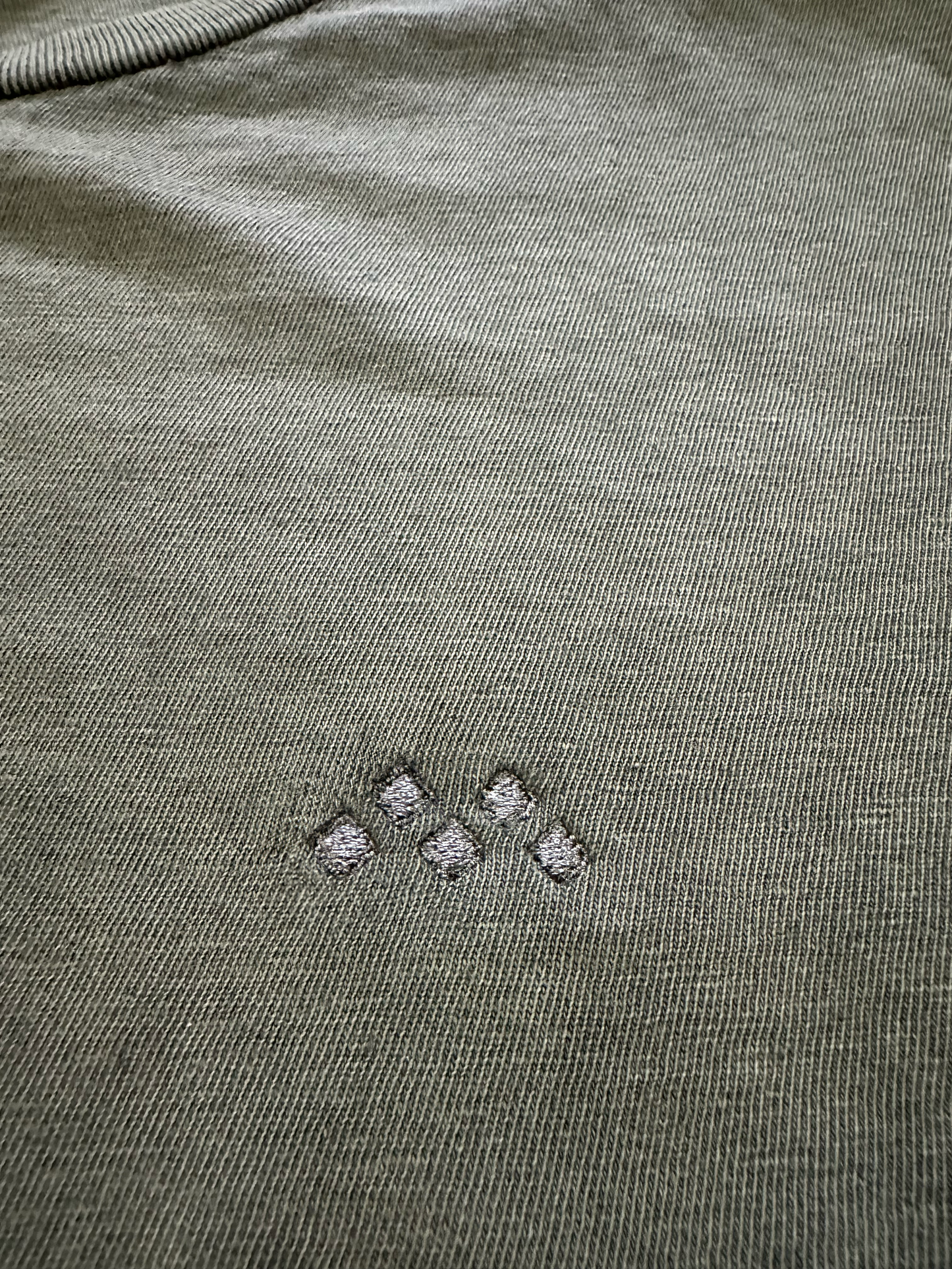 Embroidered Mineral Wash Vintage Crewneck T-Shirt “Olive Green”