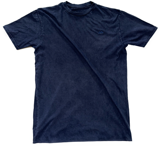 Embroidered Mineral Wash Vintage Crewneck T-Shirt “Denim Blue”