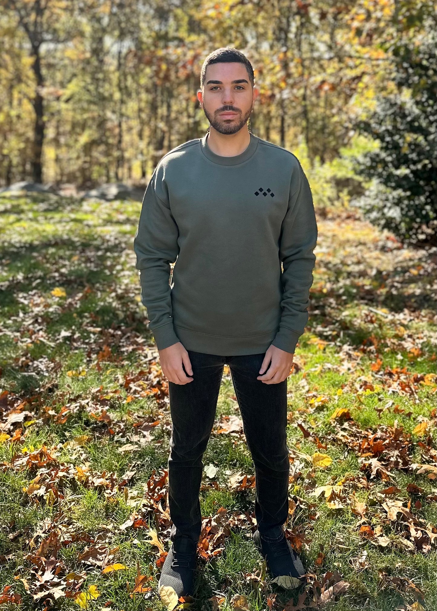 Men’s Deep Sage Crewneck Sweatshirt | Signature Suede-Touch Edition by Vived-Mota Co.