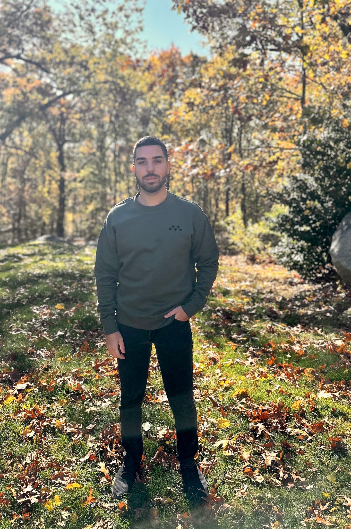 Men’s Deep Sage Crewneck Sweatshirt | Signature Suede-Touch Edition by Vived-Mota Co.