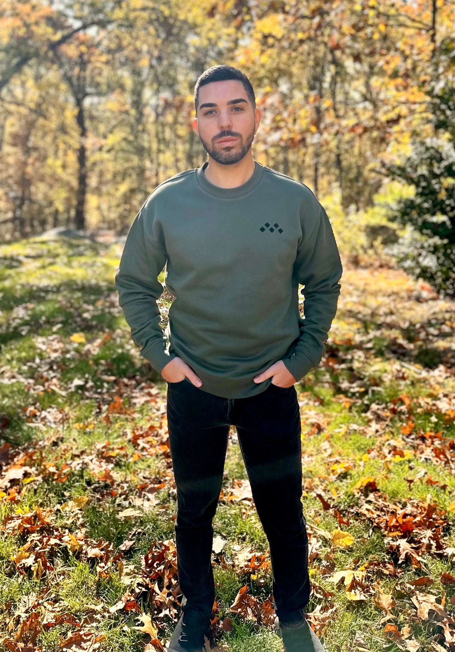 Men’s Deep Sage Crewneck Sweatshirt | Signature Suede-Touch Edition by Vived-Mota Co.