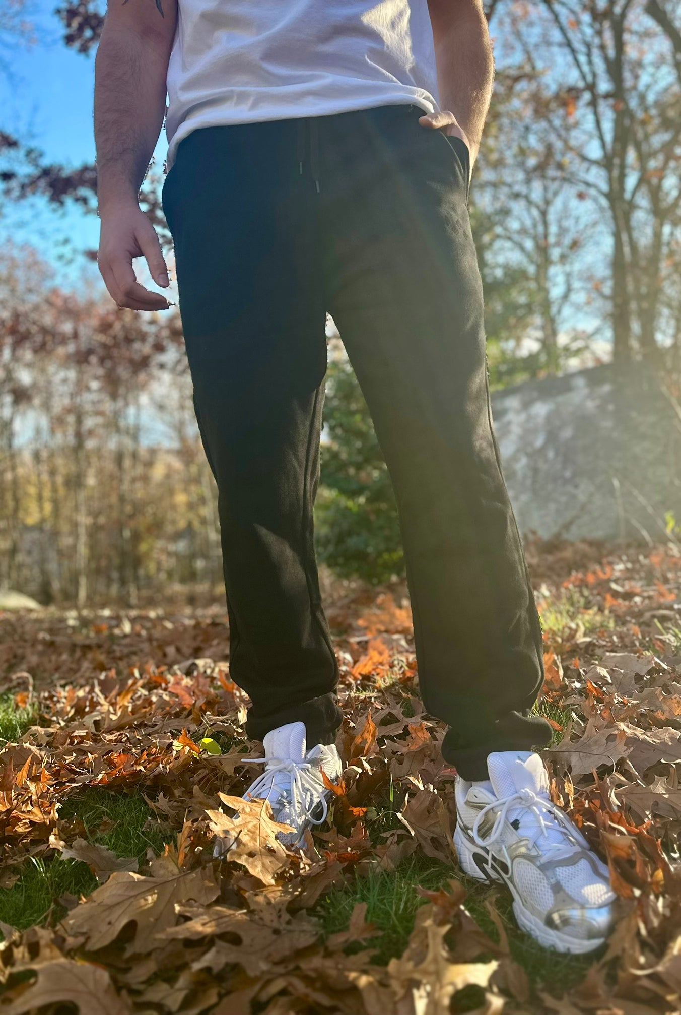 Men’s Black Signature Suede-Touch Track Pants | Vived-Mota Co.