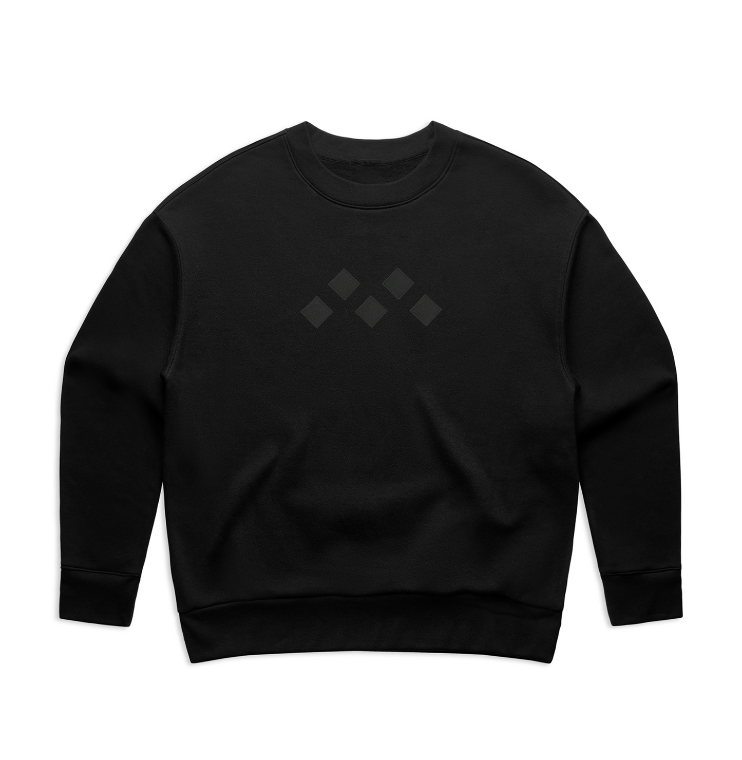 Women’s Black Monochrome Embroidered Sweatshirt | Relaxed Fit, Mid-Weight Fleece by Vived-Mota Co.