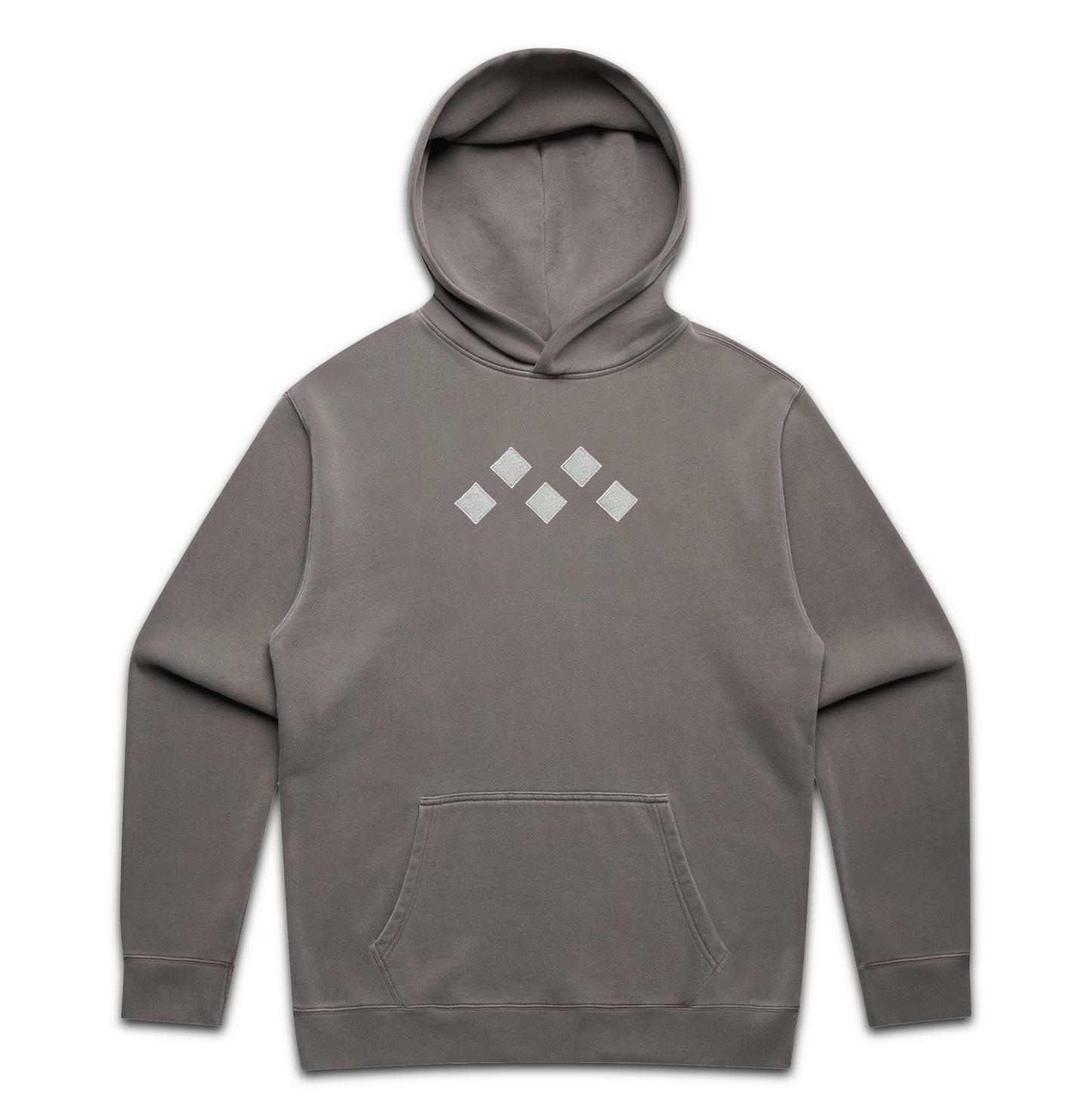 Men's Faded Grey Monochrome Embroidered Hoodie | Relaxed Fit, Mid-Weight Fleece by Vived-Mota Co.