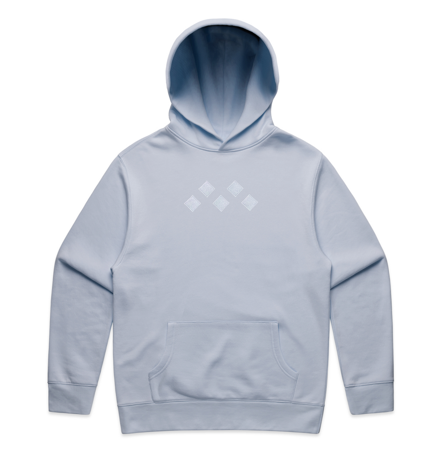 Women's Pale Blue Monochrome Embroidered Hoodie | Relaxed Fit, Mid-Weight Fleece by Vived-Mota Co.