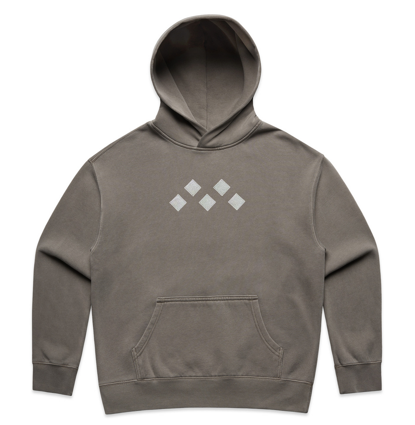 Women's Faded Grey Monochrome Embroidered Hoodie | Relaxed Fit, Mid-Weight Fleece by Vived-Mota Co.