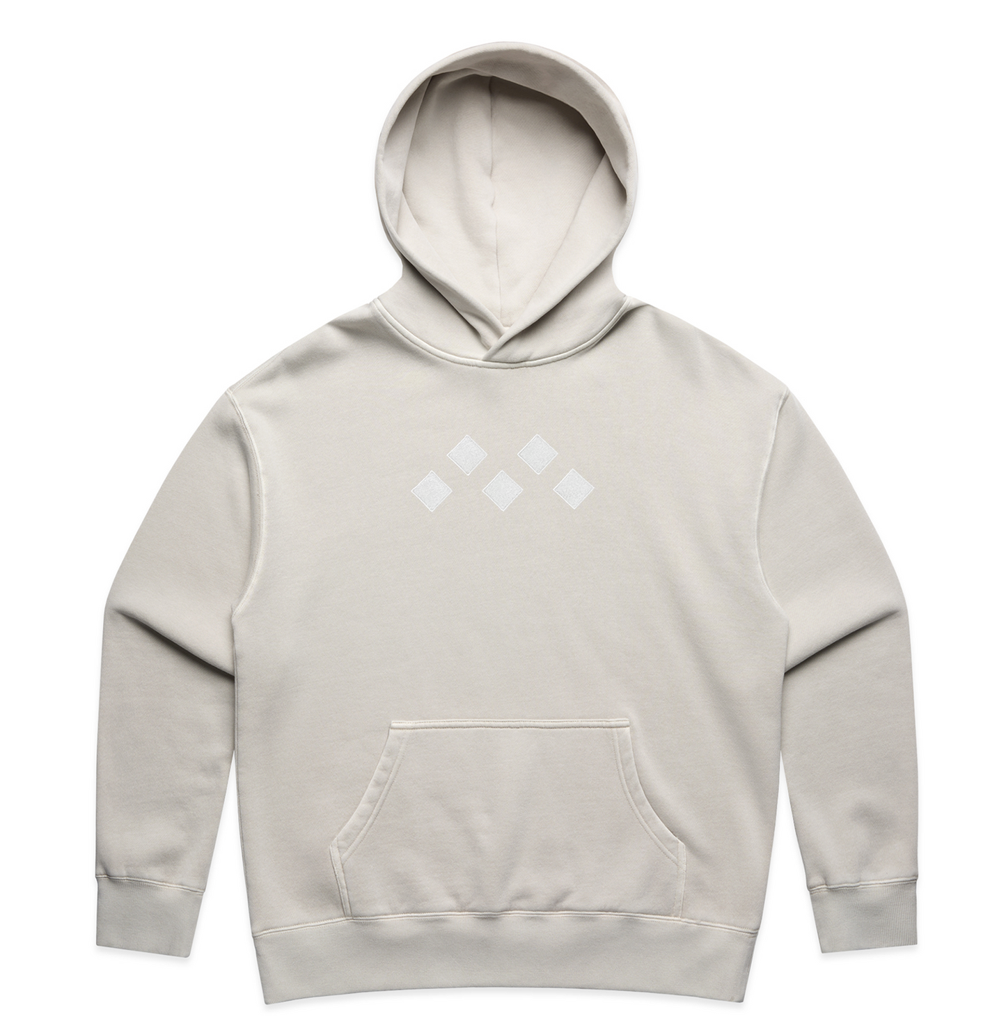 Men's Faded Bone Monochrome Embroidered Hoodie | Relaxed Fit, Mid-Weight Fleece by Vived-Mota Co.