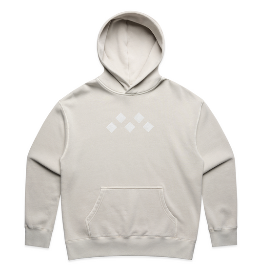 Women's Faded Bone Monochrome Embroidered Hoodie | Relaxed Fit, Mid-Weight Fleece by Vived-Mota Co.